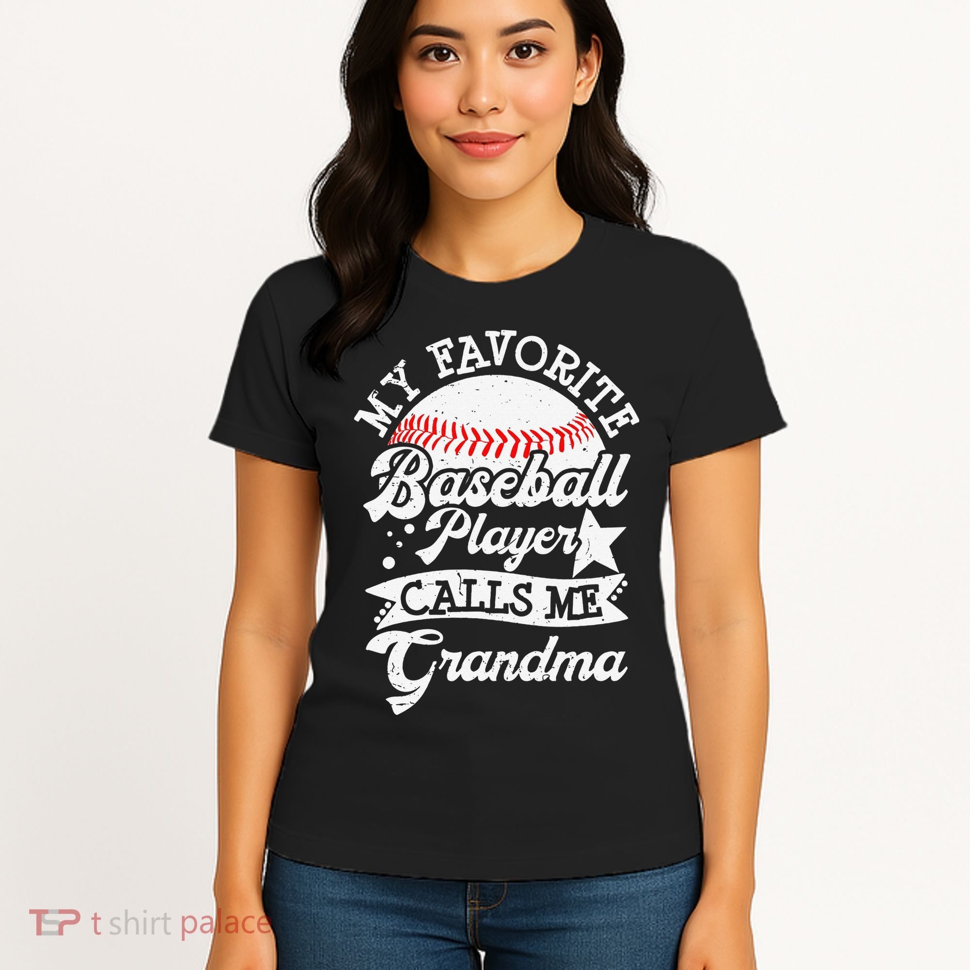 My Favorite Baseball Player Calls Me Grandma Baseball Family Women's T-Shirt