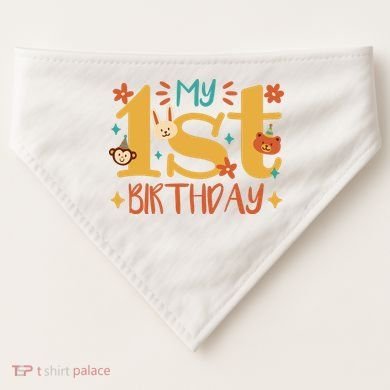 My First Birthday Animal USA-Made Doggie Bandana