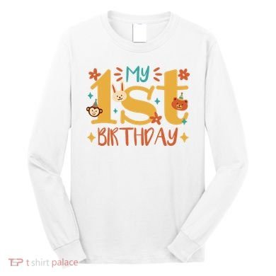 My First Birthday Animal Long Sleeve Shirt