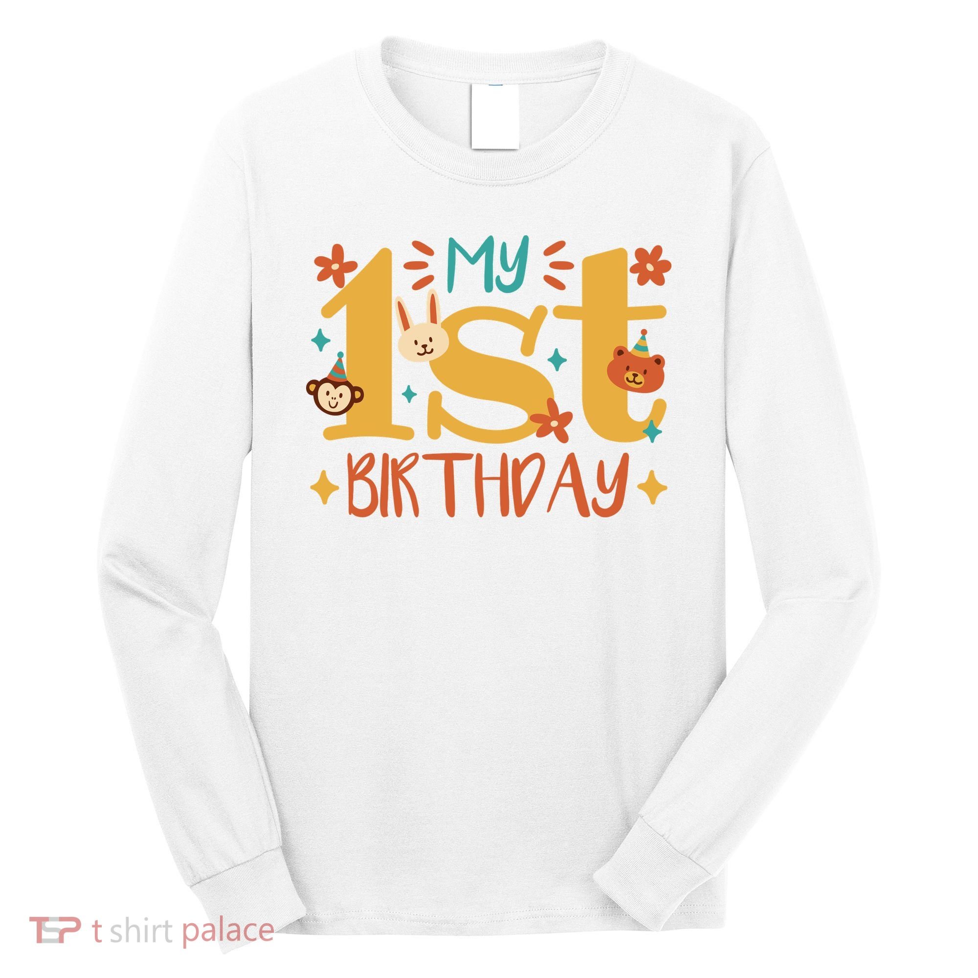 My First Birthday Animal Long Sleeve Shirt