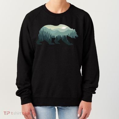 Misty Forest Bear Silhouette Wildlife Nature Lover Women's Sweatshirt