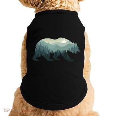Misty Forest Bear Silhouette Wildlife Nature Lover Doggie Tank