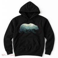 Misty Forest Bear Silhouette Wildlife Nature Lover Hoodie thumb 0