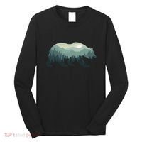 Misty Forest Bear Silhouette Wildlife Nature Lover Long Sleeve Shirt thumb 0