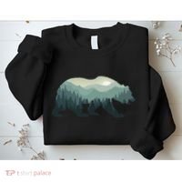 Misty Forest Bear Silhouette Wildlife Nature Lover Sweatshirt thumb 2
