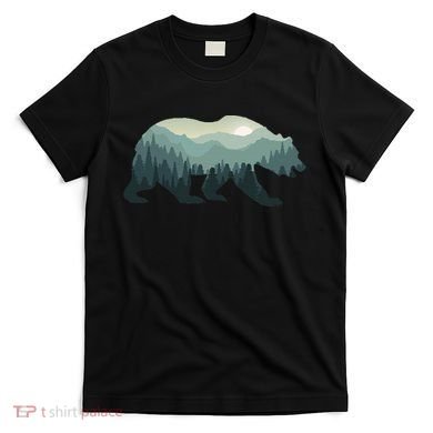 Misty Forest Bear Silhouette Wildlife Nature Lover T-Shirt