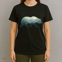 Misty Forest Bear Silhouette Wildlife Nature Lover T-Shirt thumb 4