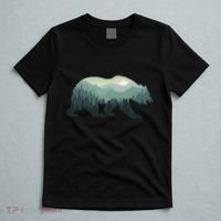 Misty Forest Bear Silhouette Wildlife Nature Lover T-Shirt thumb 5