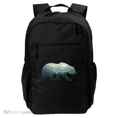 Misty Forest Bear Silhouette Wildlife Nature Lover Backpack