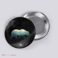 Misty Forest Bear Silhouette Wildlife Nature Lover Button thumb 0