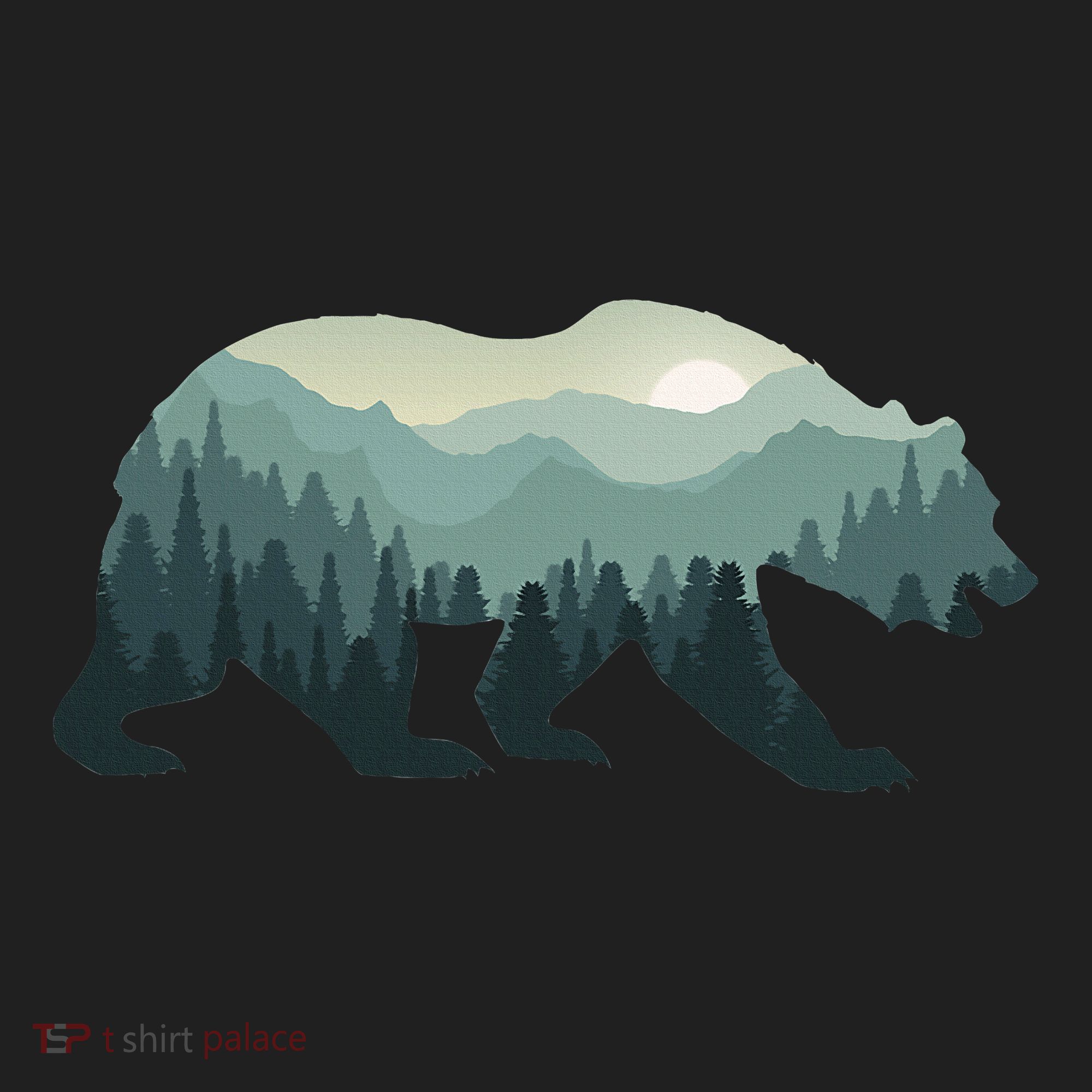 Misty Forest Bear Silhouette Wildlife Nature Lover Beanie