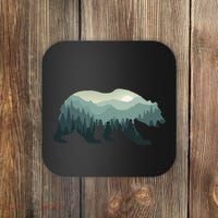Misty Forest Bear Silhouette Wildlife Nature Lover Coaster thumb 0