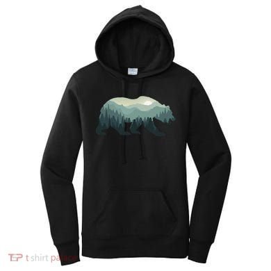 Misty Forest Bear Silhouette Wildlife Nature Lover Women's Hoodie