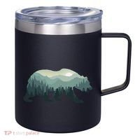 Misty Forest Bear Silhouette Wildlife Nature Lover 12oz Stainless Steel Coffee Mug thumb 0