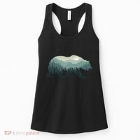 Misty Forest Bear Silhouette Wildlife Nature Lover Women's Tank Top thumb 0
