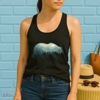 Misty Forest Bear Silhouette Wildlife Nature Lover Women's Tank Top thumb 2