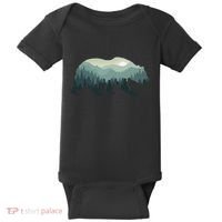 Misty Forest Bear Silhouette Wildlife Nature Lover Baby Bodysuit thumb 0