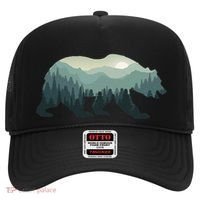 Misty Forest Bear Silhouette Wildlife Nature Lover Hat thumb 0