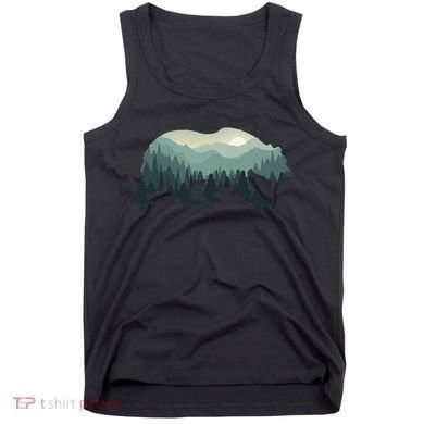 Misty Forest Bear Silhouette Wildlife Nature Lover Tank Top