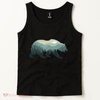 Misty Forest Bear Silhouette Wildlife Nature Lover Tank Top thumb 2