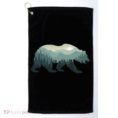 Misty Forest Bear Silhouette Wildlife Nature Lover Golf Towel
