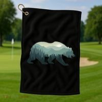 Misty Forest Bear Silhouette Wildlife Nature Lover Golf Towel thumb 1