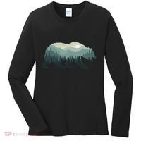 Misty Forest Bear Silhouette Wildlife Nature Lover Women's Long Sleeve Shirt thumb 0