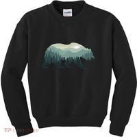 Misty Forest Bear Silhouette Wildlife Nature Lover Kids Sweatshirt thumb 0