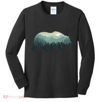 Misty Forest Bear Silhouette Wildlife Nature Lover Kids Long Sleeve Shirt thumb 0