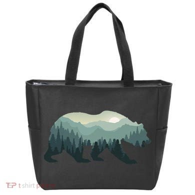 Misty Forest Bear Silhouette Wildlife Nature Lover Tote Bag