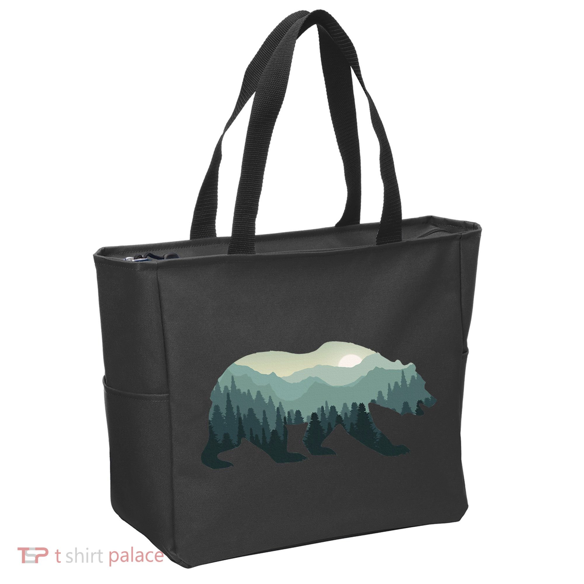 Misty Forest Bear Silhouette Wildlife Nature Lover Tote Bag