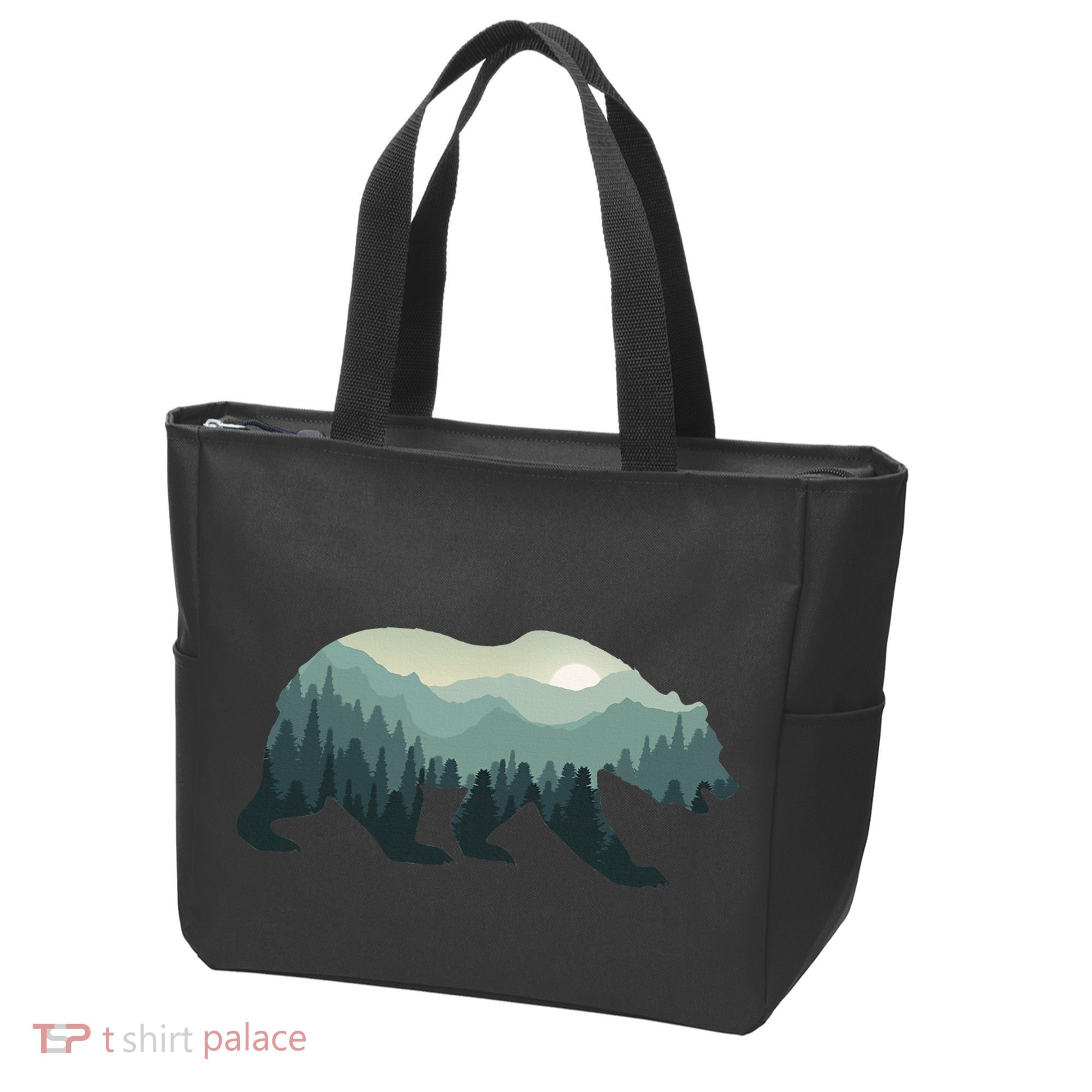 Misty Forest Bear Silhouette Wildlife Nature Lover Tote Bag