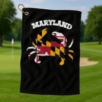 Maryland Flag Blue Crab State Gift Golf Towel thumb 1