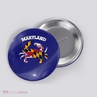 Maryland Flag Blue Crab State Gift Button thumb 0