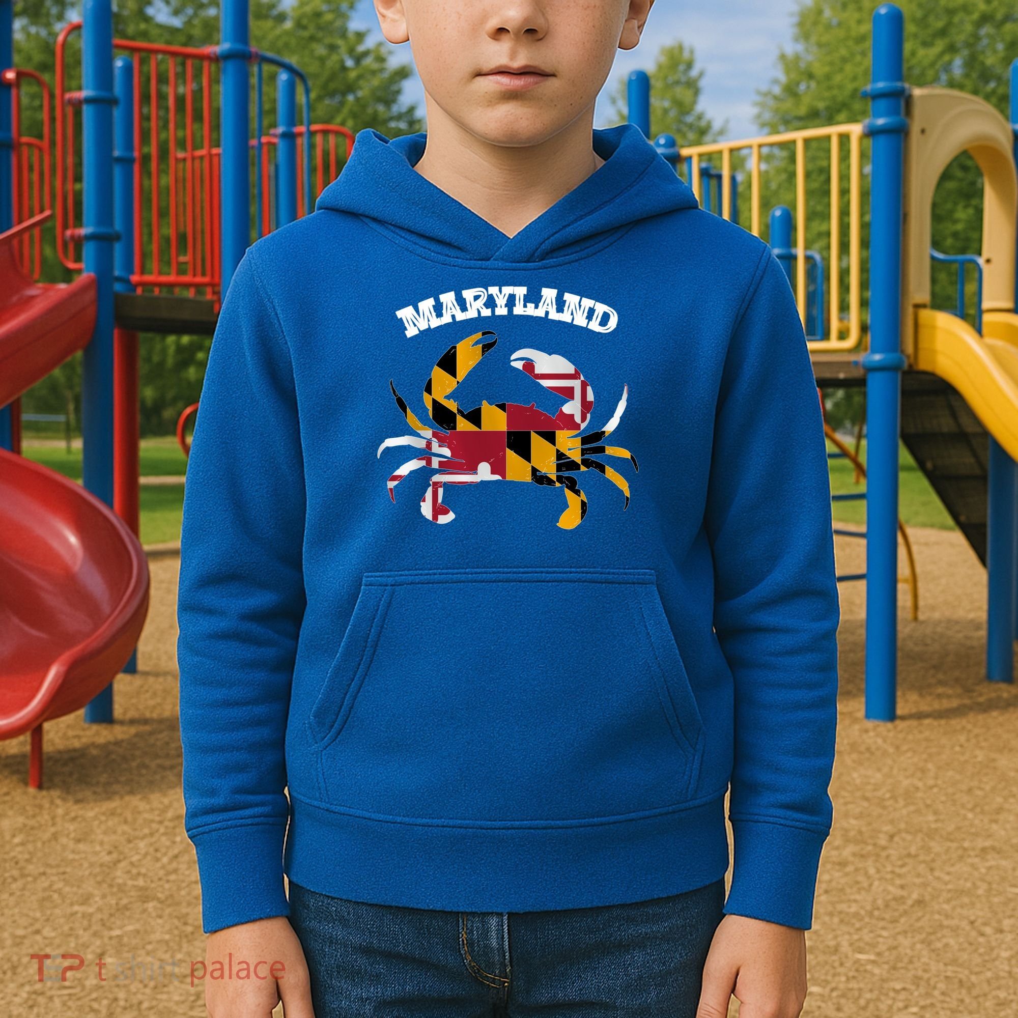 Maryland Flag Blue Crab State Gift Kids Hoodie