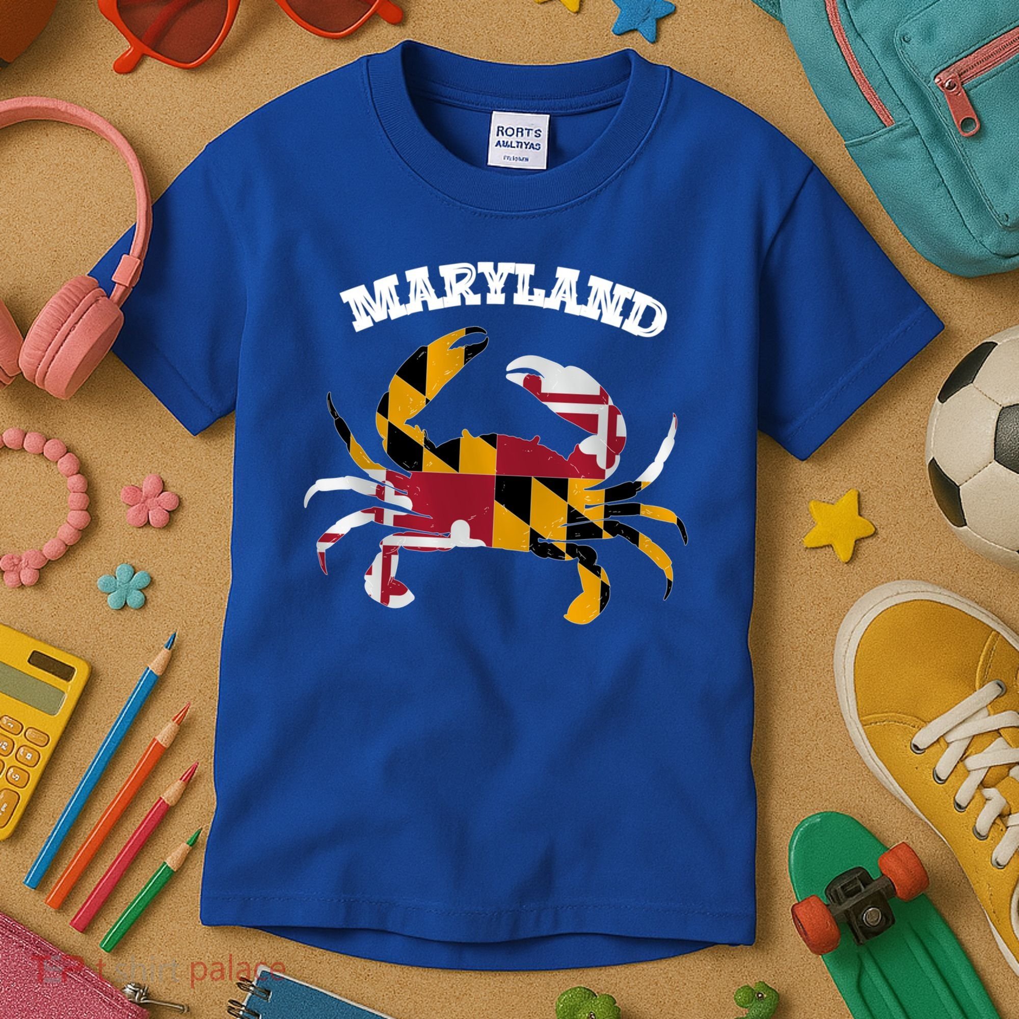 Maryland Flag Blue Crab State Gift Kids T-Shirt