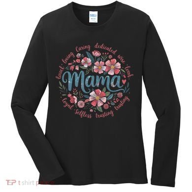 Mama Floral Boho Style She Is Mom Mothers Day Women's Long Sleeve Shirt