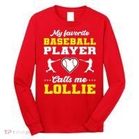 My Favorite Baseball Player Calls Me Lollie Mother's Day Long Sleeve Shirt thumb 0