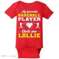 My Favorite Baseball Player Calls Me Lollie Mother's Day Baby Bodysuit thumb 0