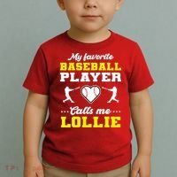 My Favorite Baseball Player Calls Me Lollie Mother's Day Toddler T-Shirt thumb 2