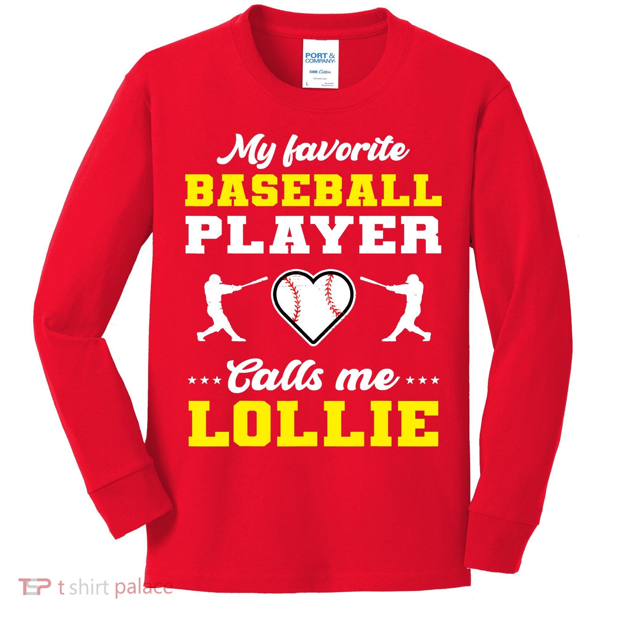 My Favorite Baseball Player Calls Me Lollie Mother's Day Kids Long Sleeve Shirt