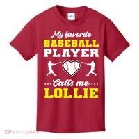 My Favorite Baseball Player Calls Me Lollie Mother's Day Kids T-Shirt thumb 0