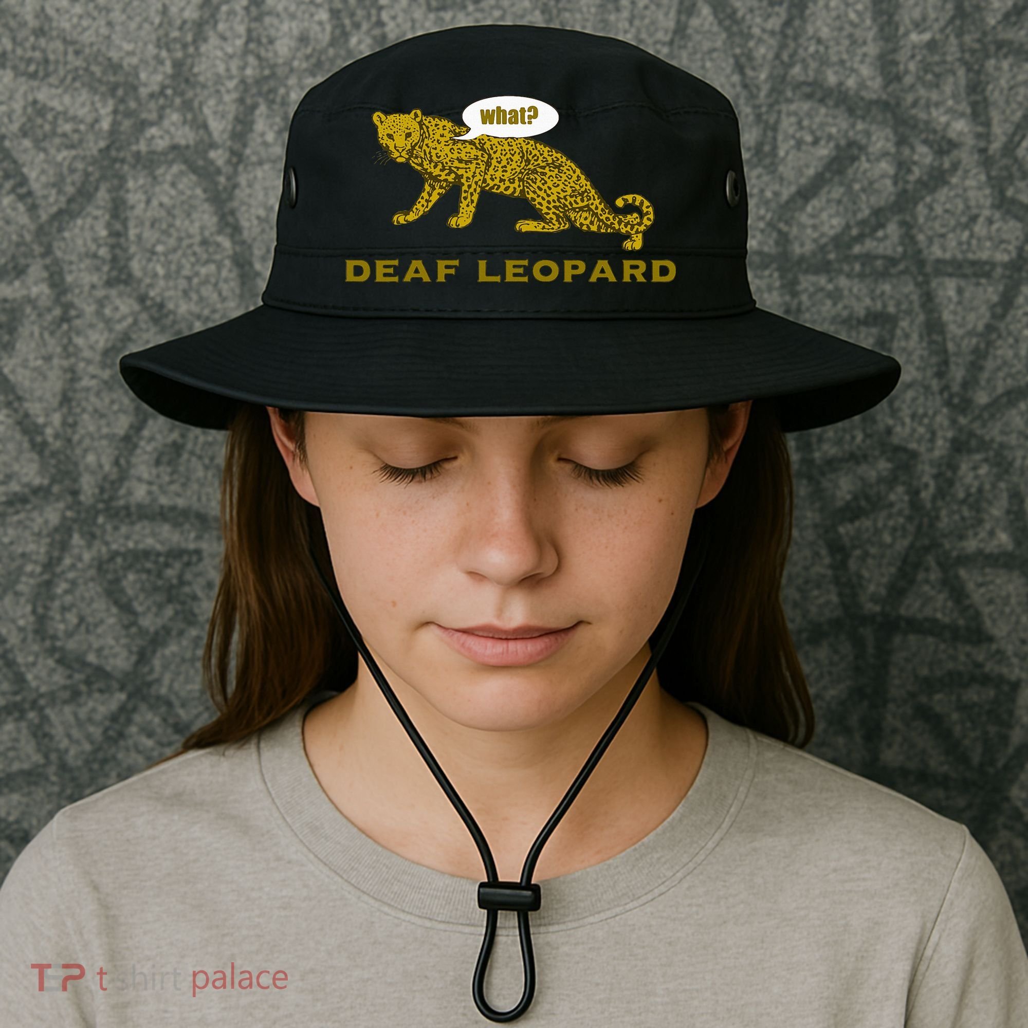 Music Funny Band Pun Deaf Leopard Joke Bucket Hat