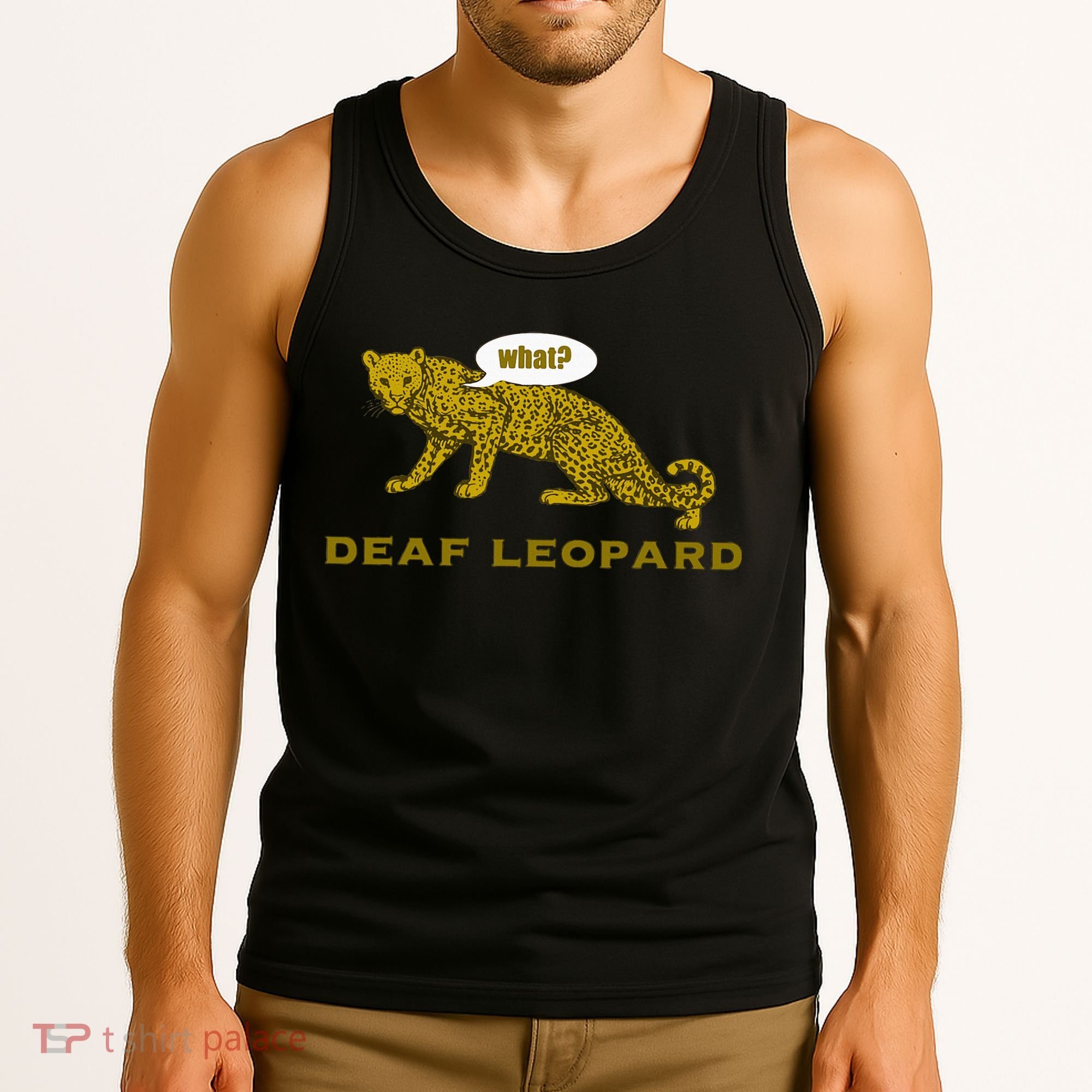 Music Funny Band Pun Deaf Leopard Joke Tank Top