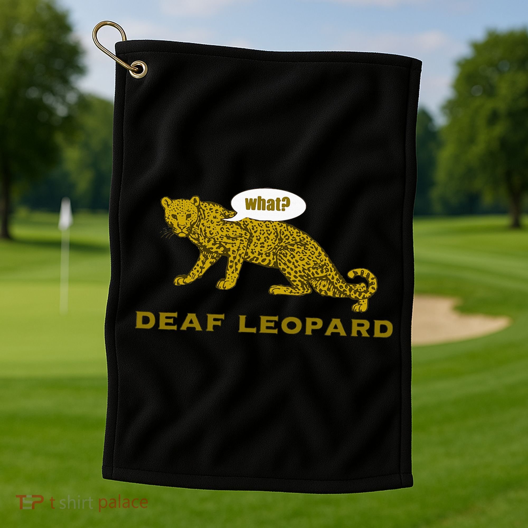 Music Funny Band Pun Deaf Leopard Joke Golf Towel
