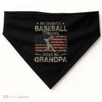 My Favorite Baseball Player Calls Me Grandpa FatherS Day USA-Made Doggie Bandana thumb 0