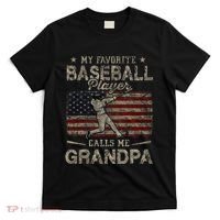 My Favorite Baseball Player Calls Me Grandpa FatherS Day T-Shirt thumb 0