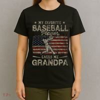 My Favorite Baseball Player Calls Me Grandpa FatherS Day T-Shirt thumb 4