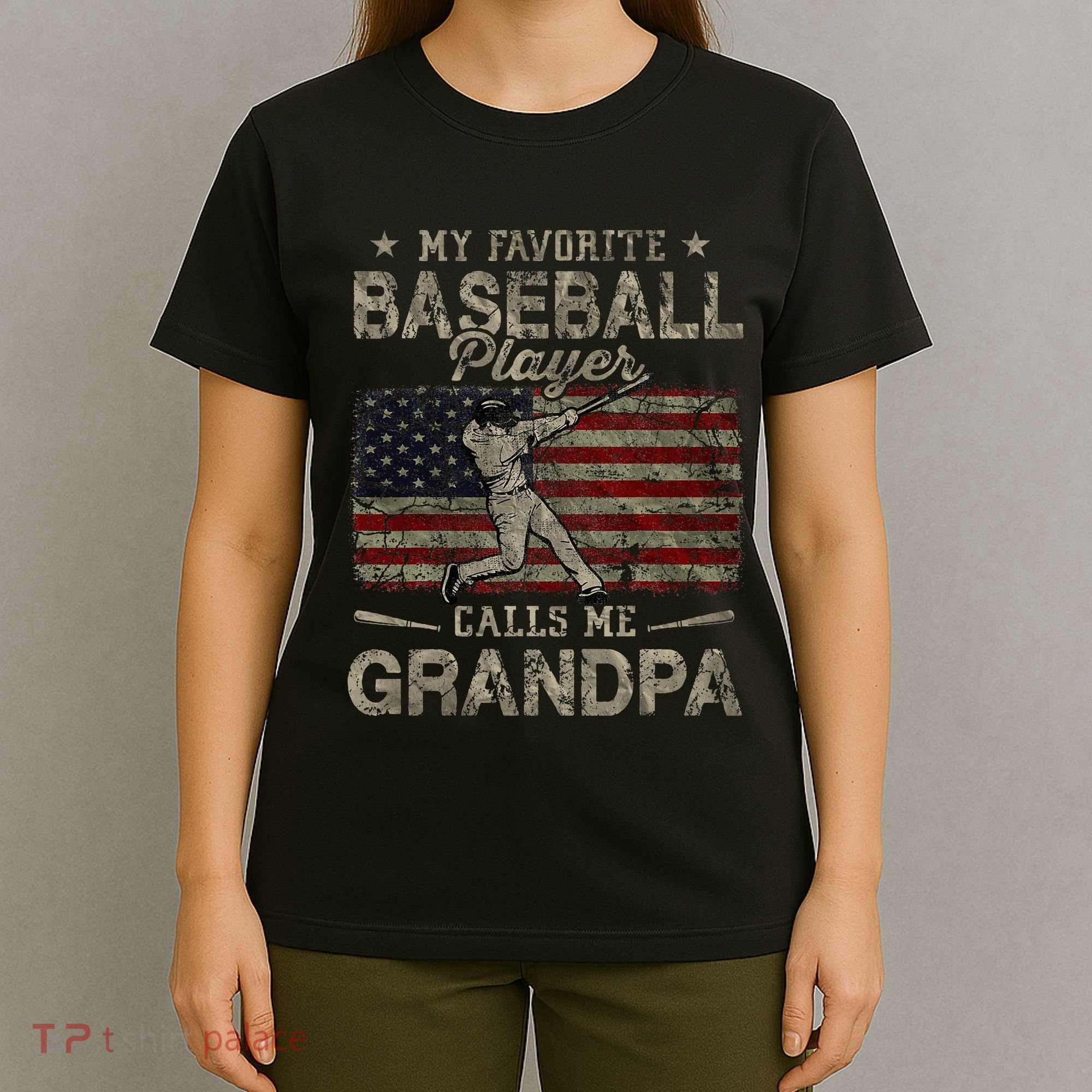 My Favorite Baseball Player Calls Me Grandpa FatherS Day T-Shirt
