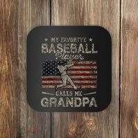 My Favorite Baseball Player Calls Me Grandpa FatherS Day Coaster thumb 0